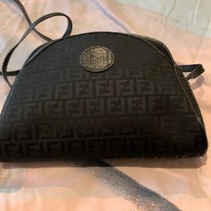 Vintage Fendi Black FF Small Shoulder Bag